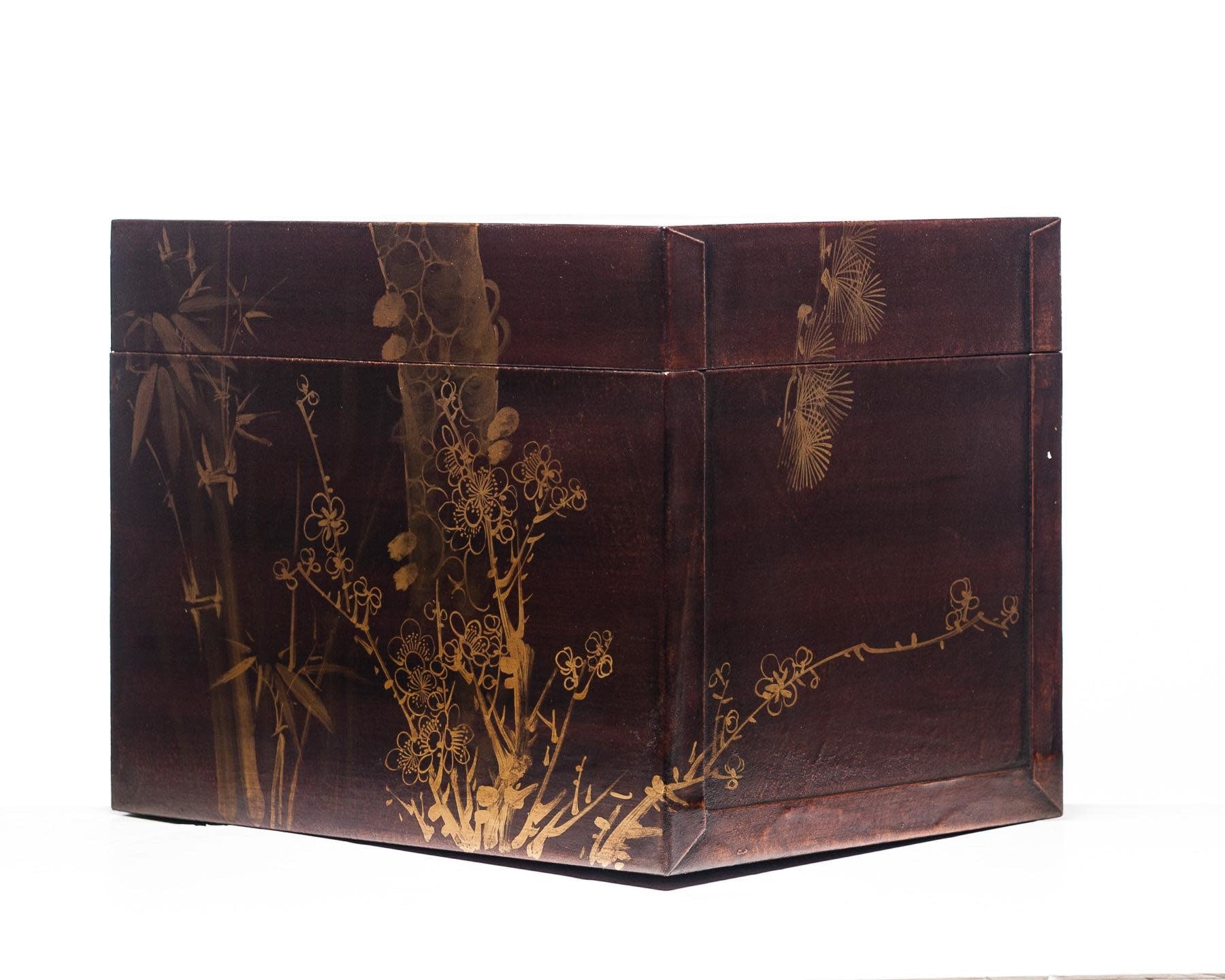 Mahogany Meridian Leather Box (18.5") with Solid Brass Stand