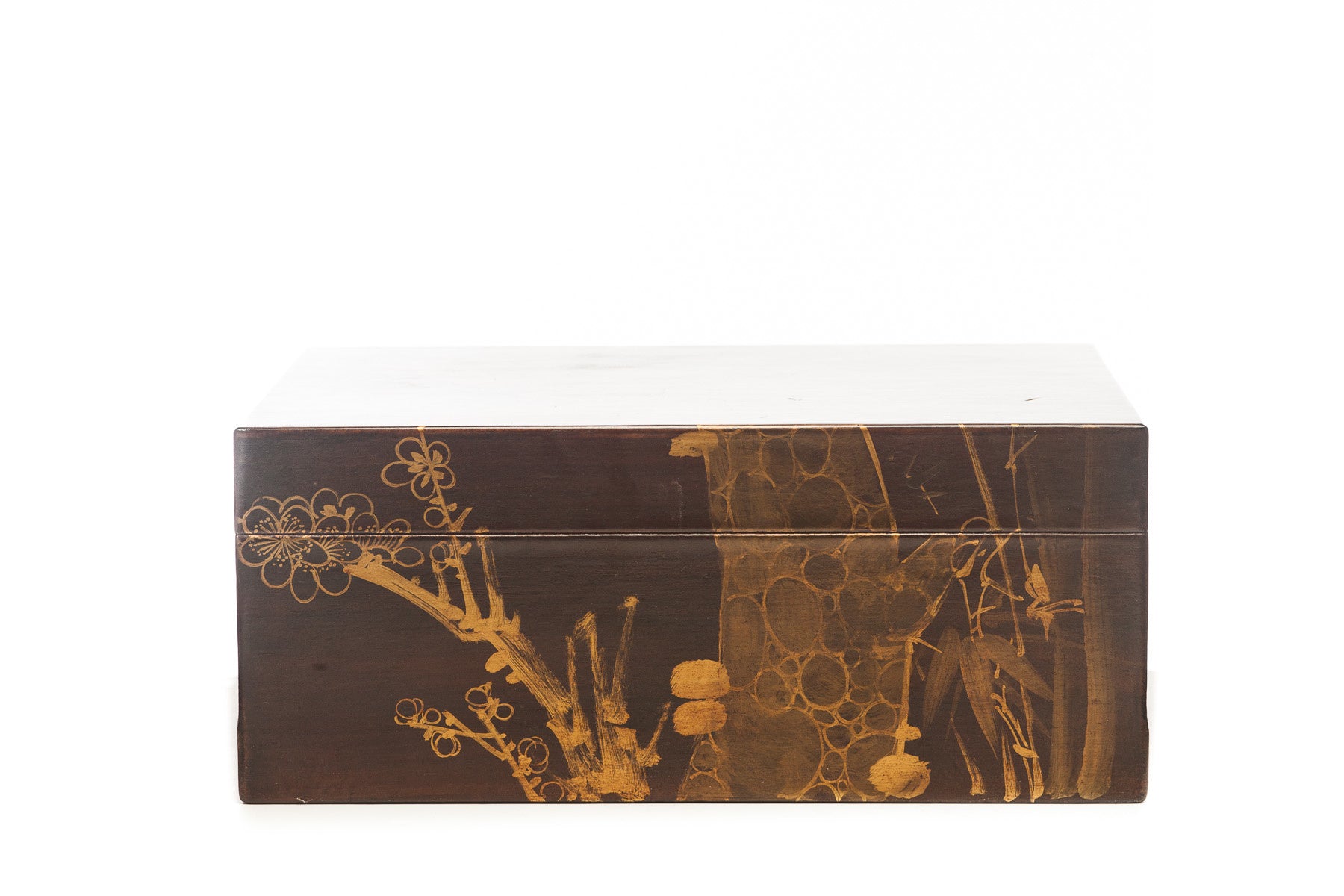 Mahogany Meridian Leather Box ( 16.5") with hand-painted winter motif