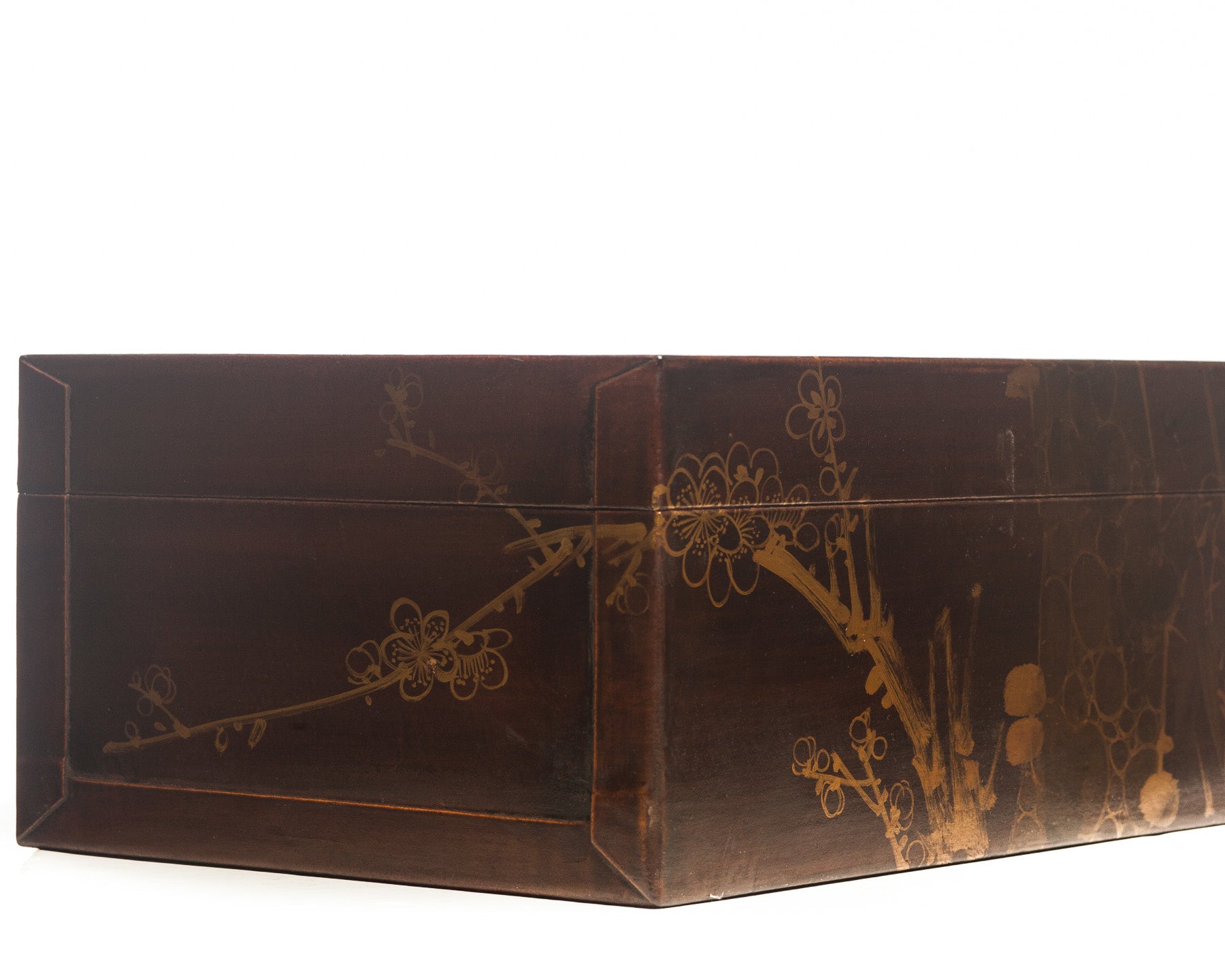 Mahogany Meridian Leather Box ( 16.5") with hand-painted winter motif