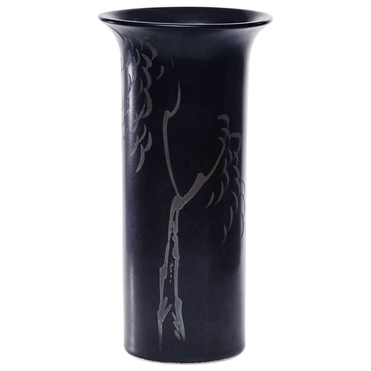 Japanese Kutani Rappa Vase with Hand-Etched Details
