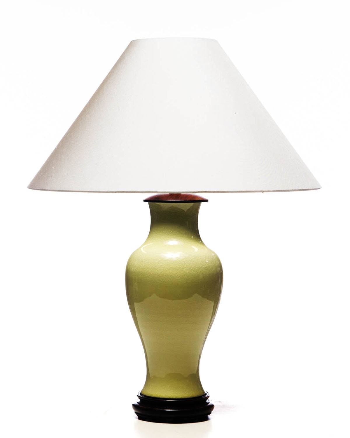 Legacy Gabrielle Baluster Porcelain Lamp in Avocado with Rosewood Base