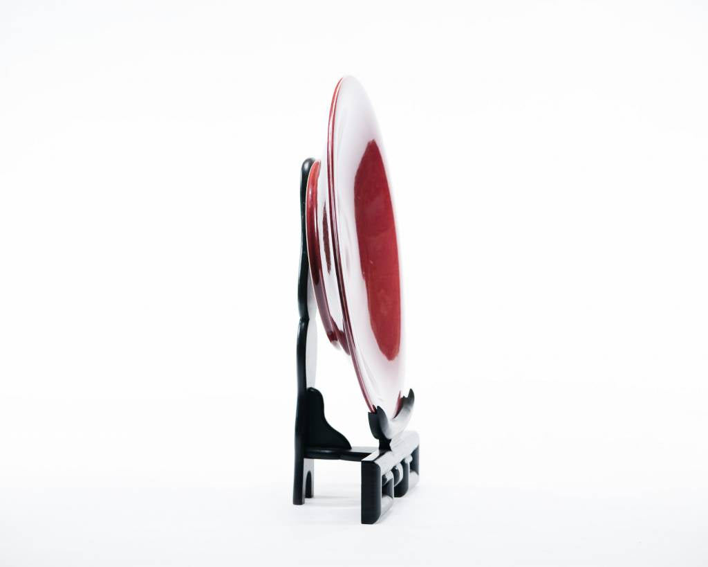 Haruko - Large Porcelain Charger on Hongmu Stand (Oxblood))