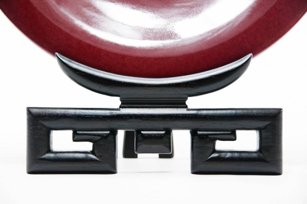 Haruko - Large Porcelain Charger on Hongmu Stand (Oxblood))
