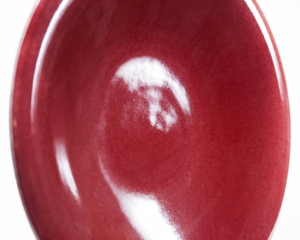 Haruko - Large Porcelain Charger on Hongmu Stand (Oxblood))