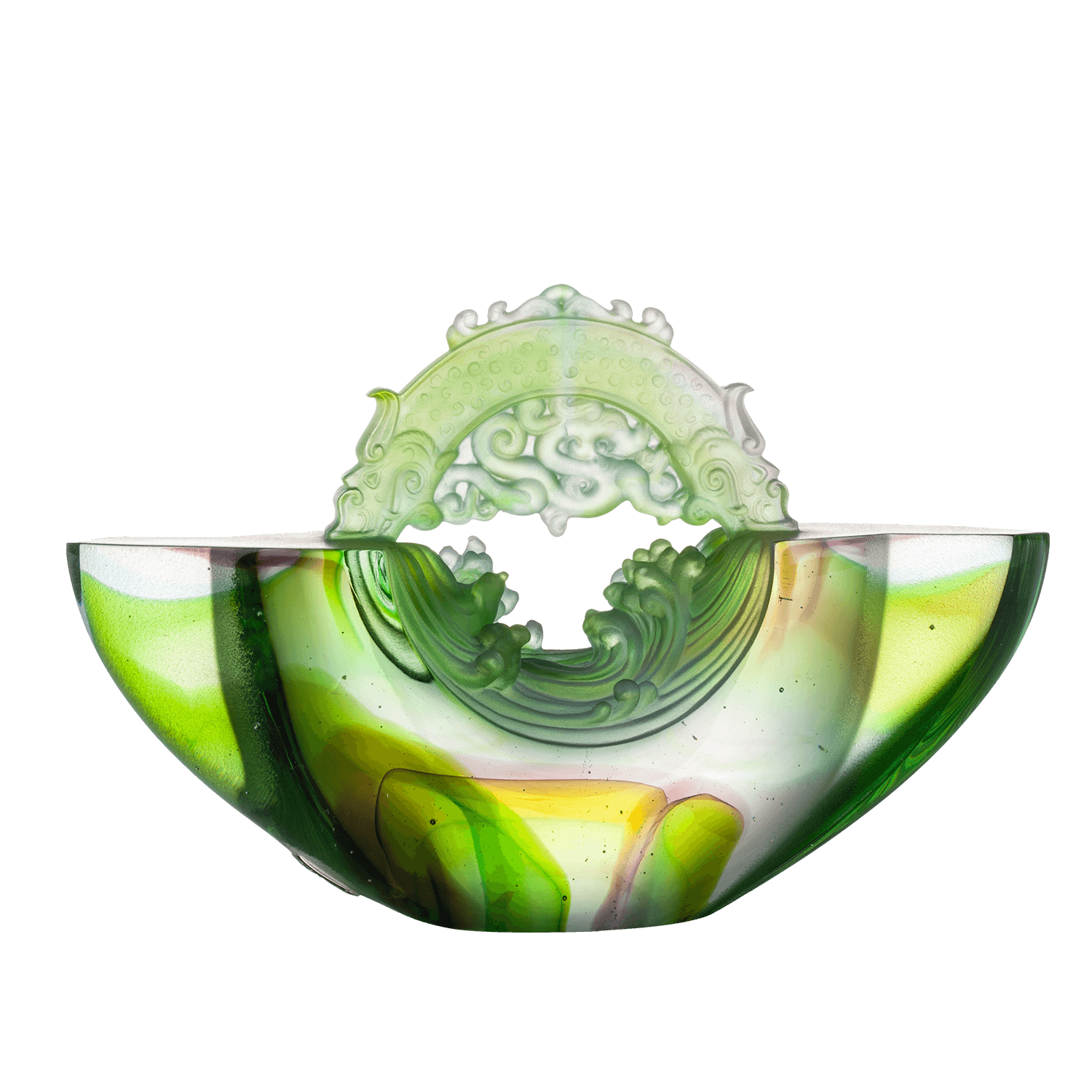 LIULI Crystal Art Crystal Chinese Ingot, Gold Nugget, "Ubiquitous Brilliance of the Dragon"