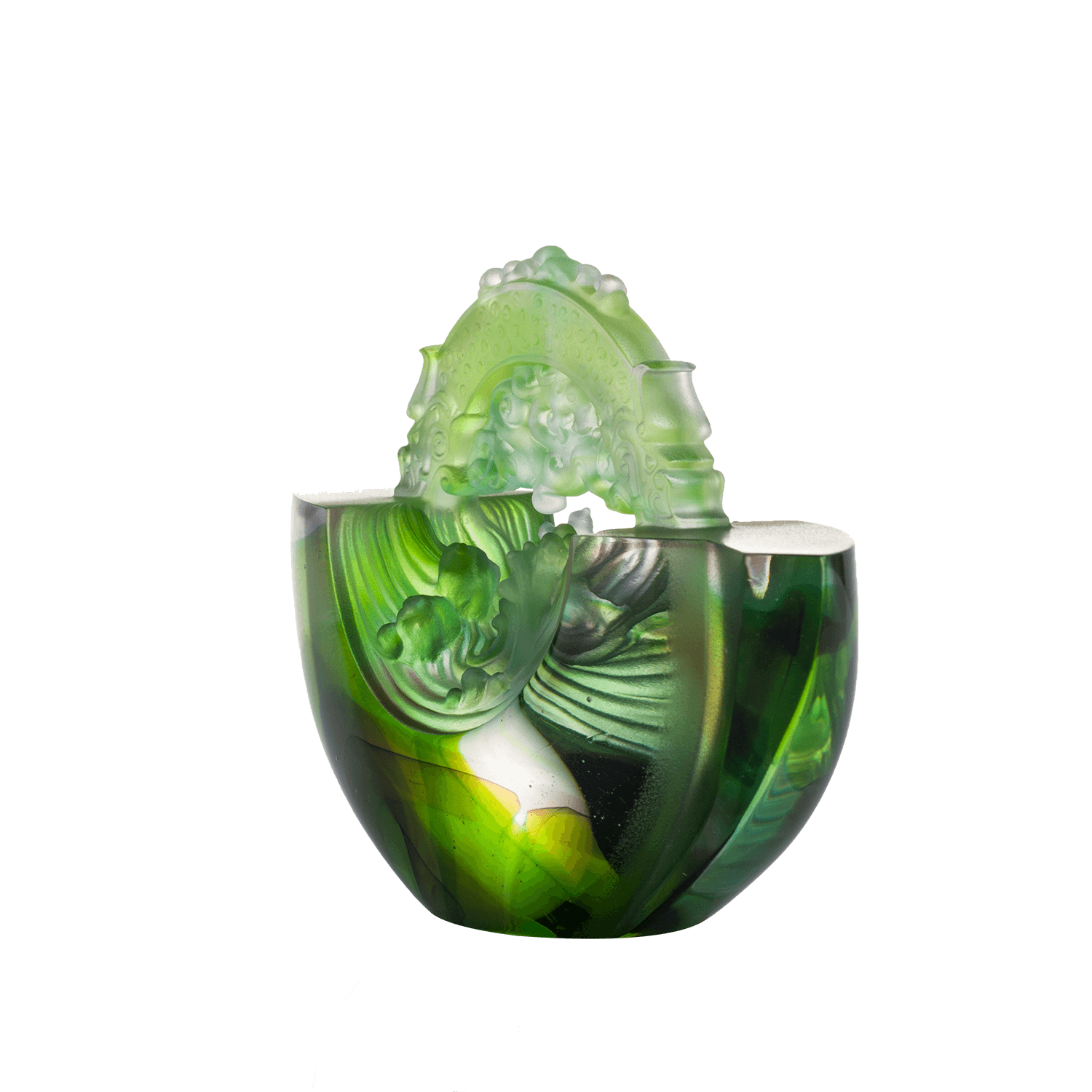 LIULI Crystal Art Crystal Chinese Ingot, Gold Nugget, "Ubiquitous Brilliance of the Dragon"