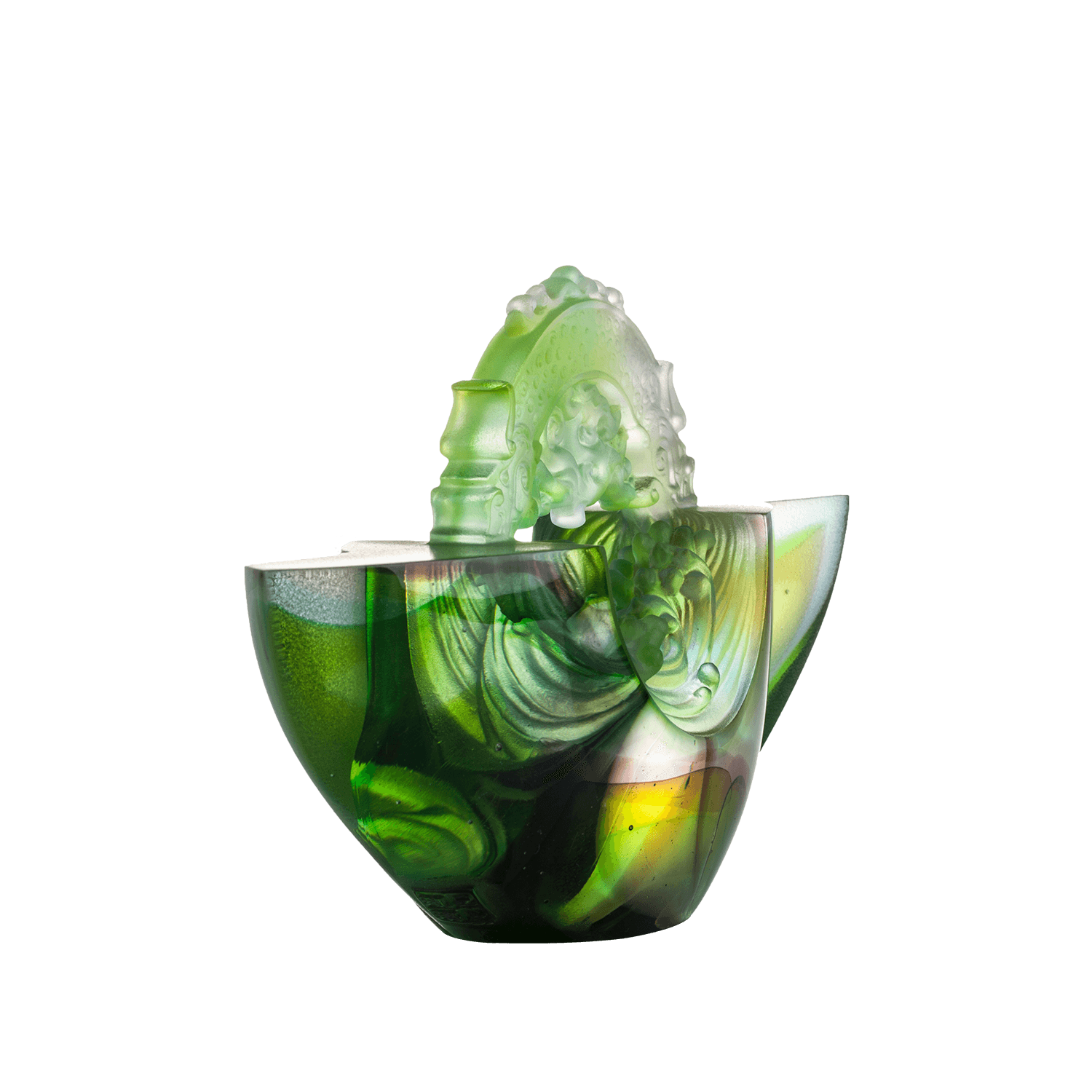 LIULI Crystal Art Crystal Chinese Ingot, Gold Nugget, "Ubiquitous Brilliance of the Dragon"