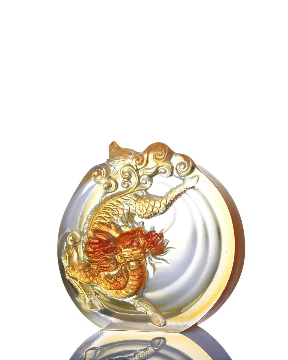LIULI Crystal Art Crystal Mythical Qilin, Sun Dance, Amber
