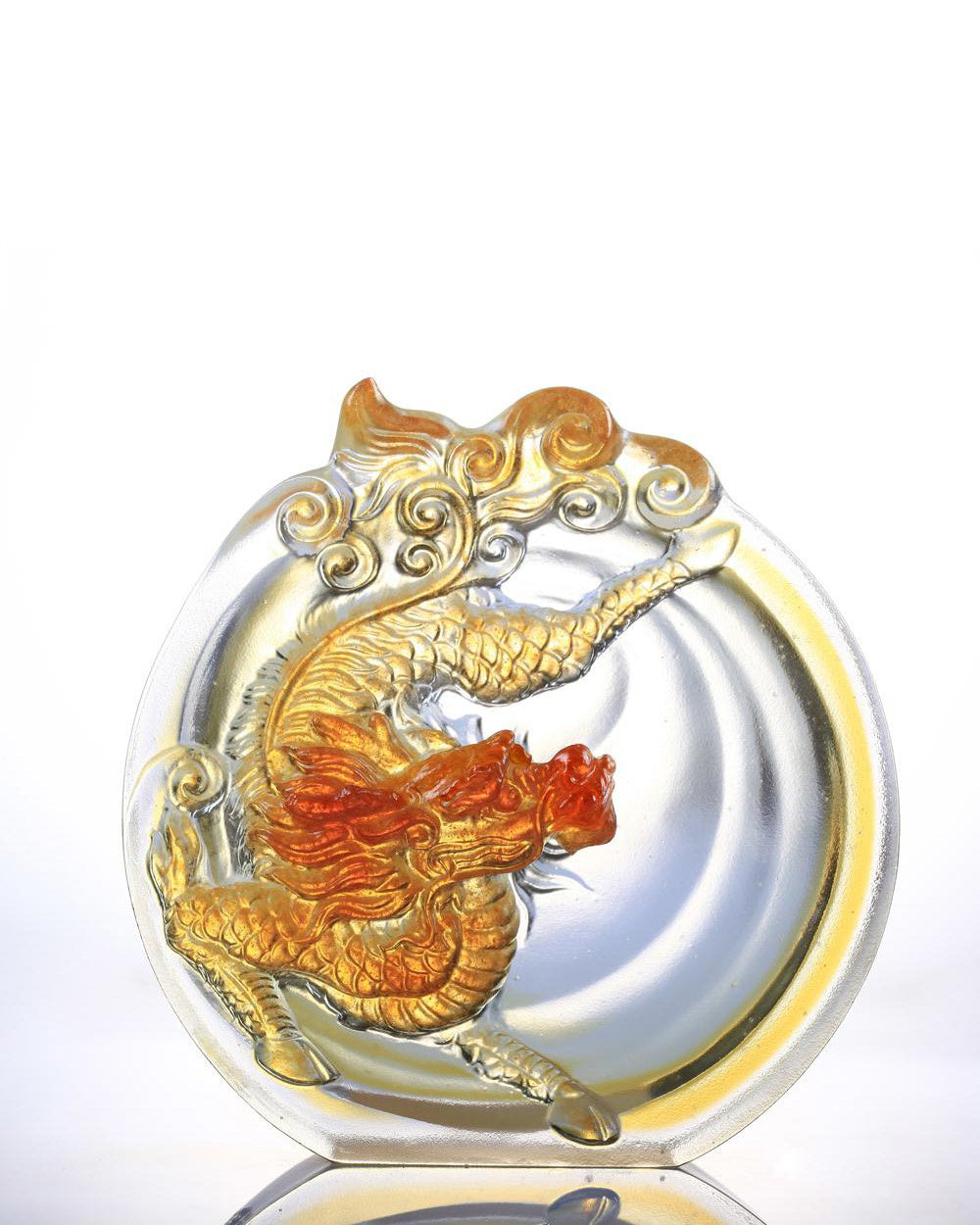 LIULI Crystal Art Crystal Mythical Qilin, Sun Dance, Amber