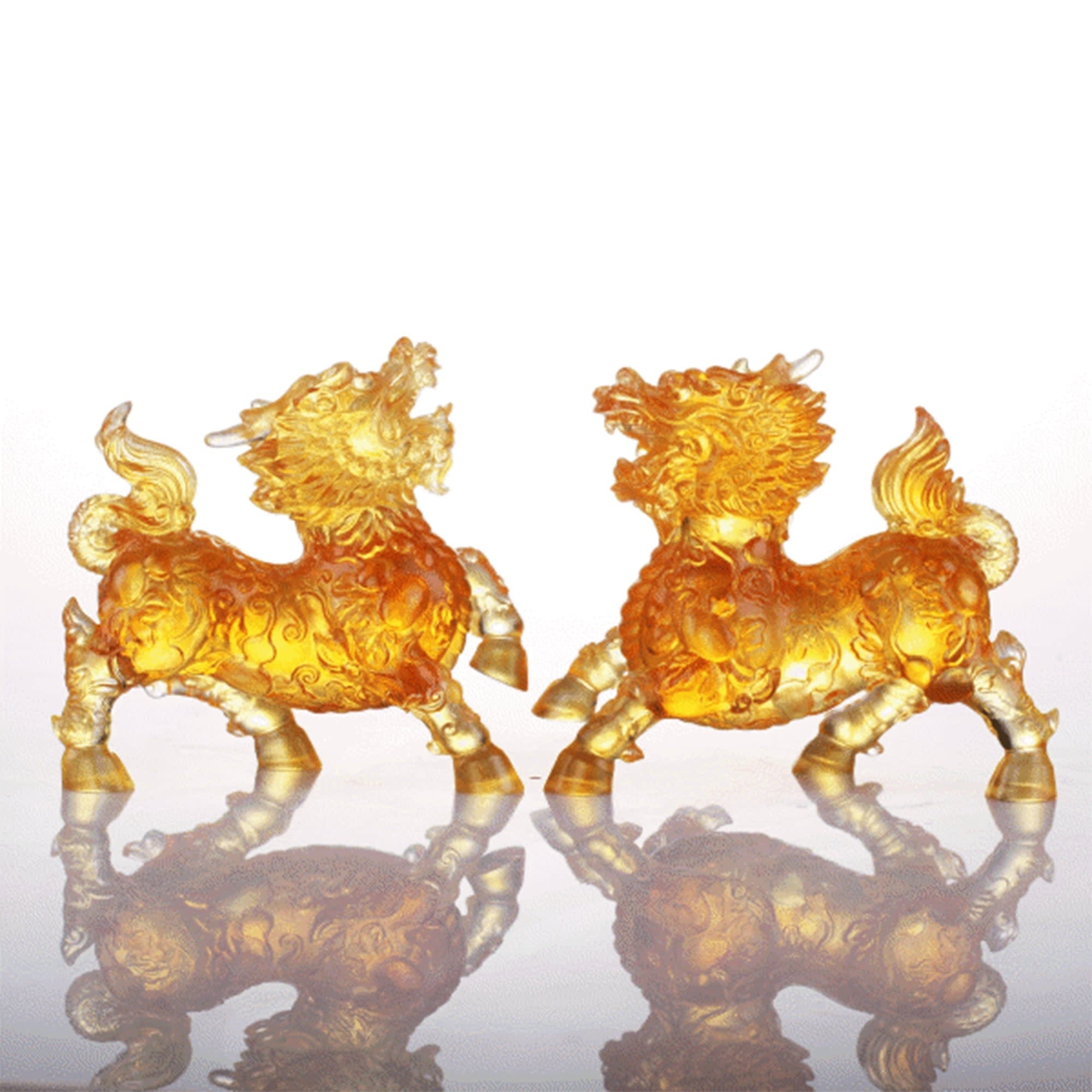 LIULI Crystal Art Crystal Qilin, "Benevolent Fortune"
