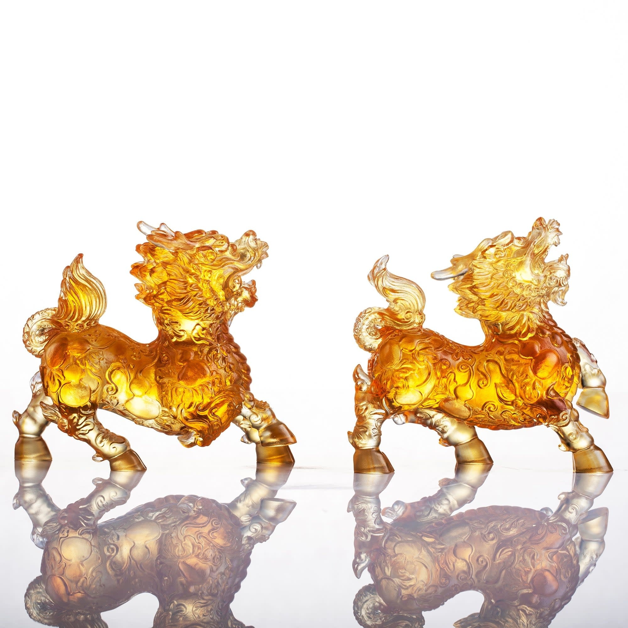 LIULI Crystal Art Crystal Qilin, "Benevolent Fortune"
