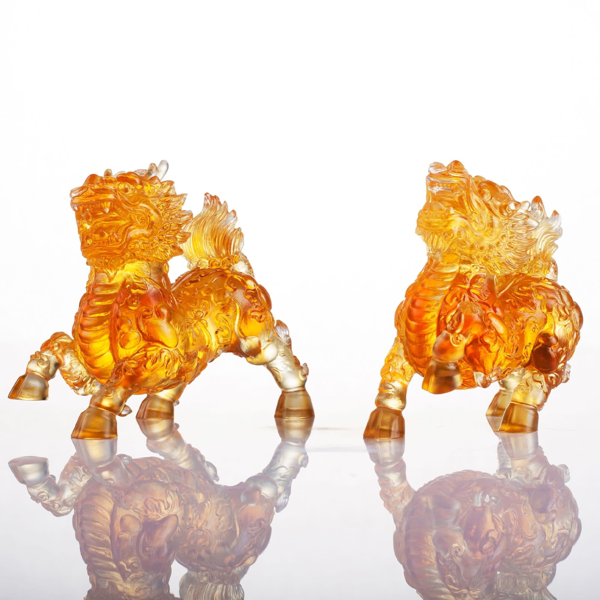 LIULI Crystal Art Crystal Qilin, "Benevolent Fortune"