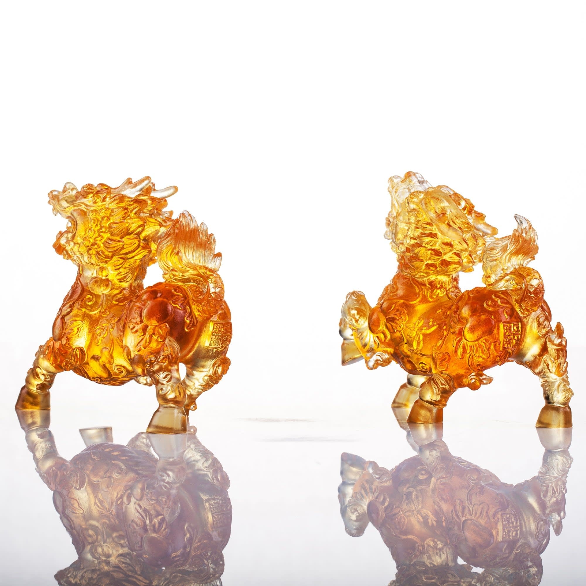 LIULI Crystal Art Crystal Qilin, "Benevolent Fortune"