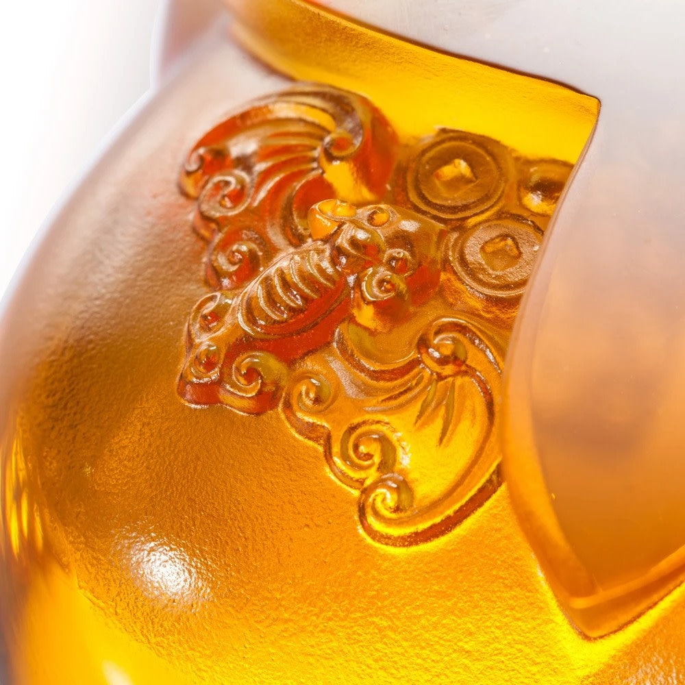 LIULI Crystal Art Crystal Persimmon Kitchen Decor Paperweight "Fortune Four Ways"