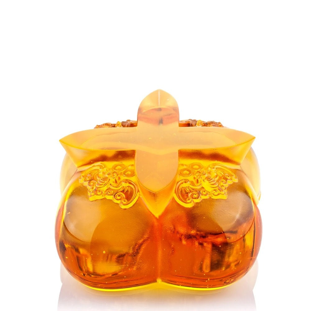 LIULI Crystal Art Crystal Persimmon Kitchen Decor Paperweight "Fortune Four Ways"