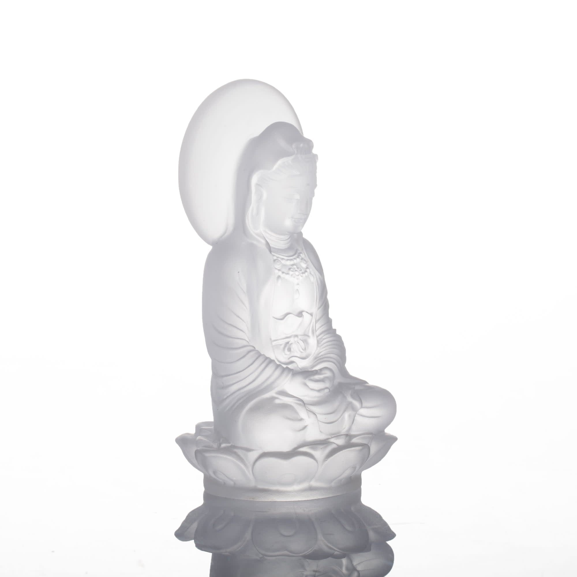 LIULI Crystal Art Crystal Guanyin Sculpture, "Accompanied By Ease"