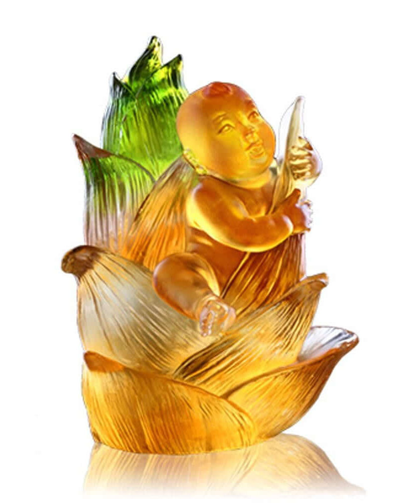 LIULI Crystal Art Crystal Doll Figurine (Fearless), "Great Heights Dolly" in Light Amber (Limited Edition)