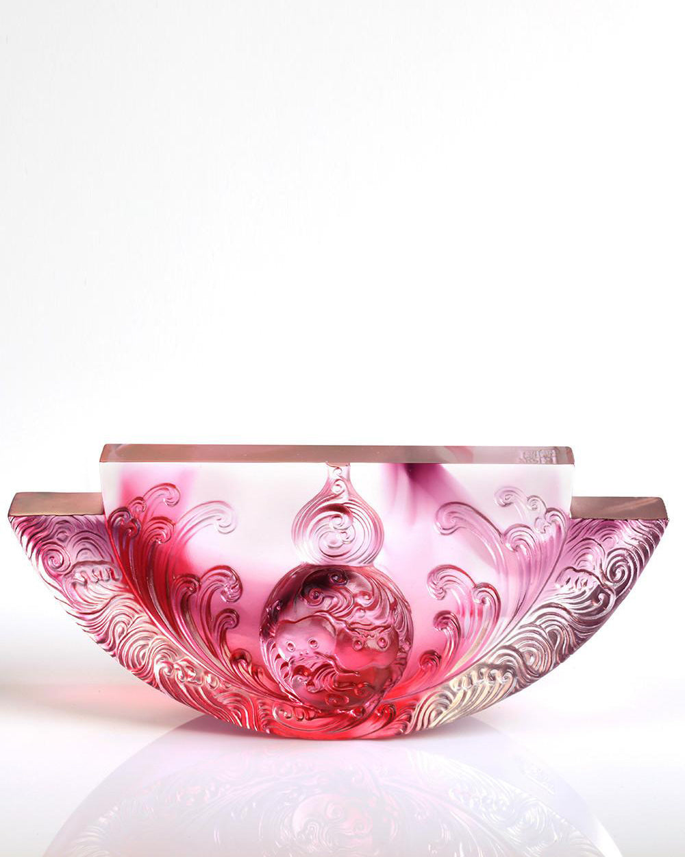 LIULI Crystal Art Crystal Hulu, The Beauty of Harmony, Harmony Permeates the Land, Gold Red Purple