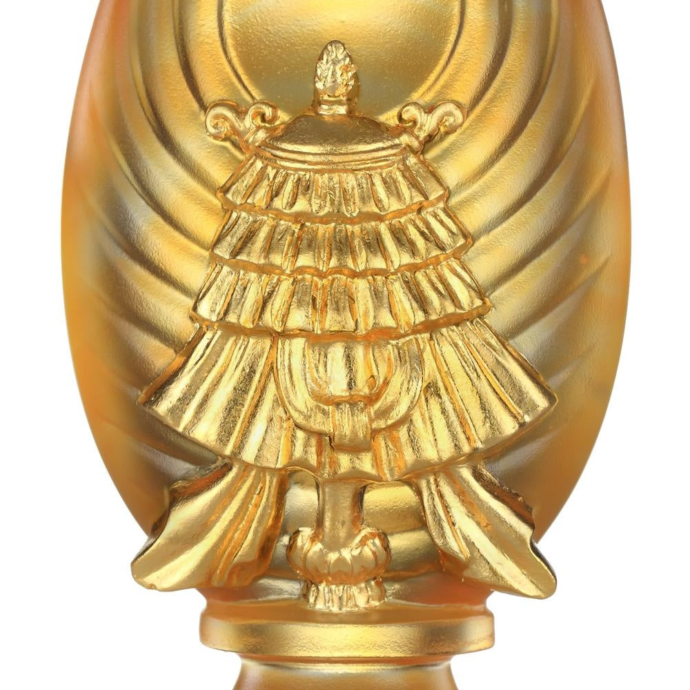 LIULI Crystal Art Crystal Feng Shui Victory Banner-Auspices Far and Wide, Eight Auspicious Offerings, 24K Gold Gilded (Limited Edition)