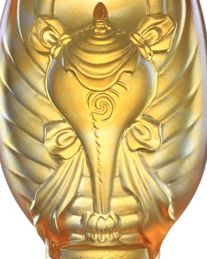 LIULI Crystal Art Crystal Feng Shui White Conch-Auspicious Sound, Eight Auspicious Offerings, Light Amber (Limited Edition)