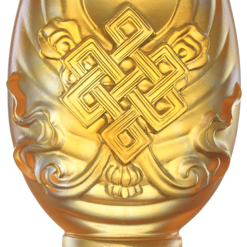 LIULI Crystal Art Crystal Feng Shui Auspicious Diagram-Immeasurable Auspiciousness, Eight Auspicious Offerings, Light Amber (Limited Edition)