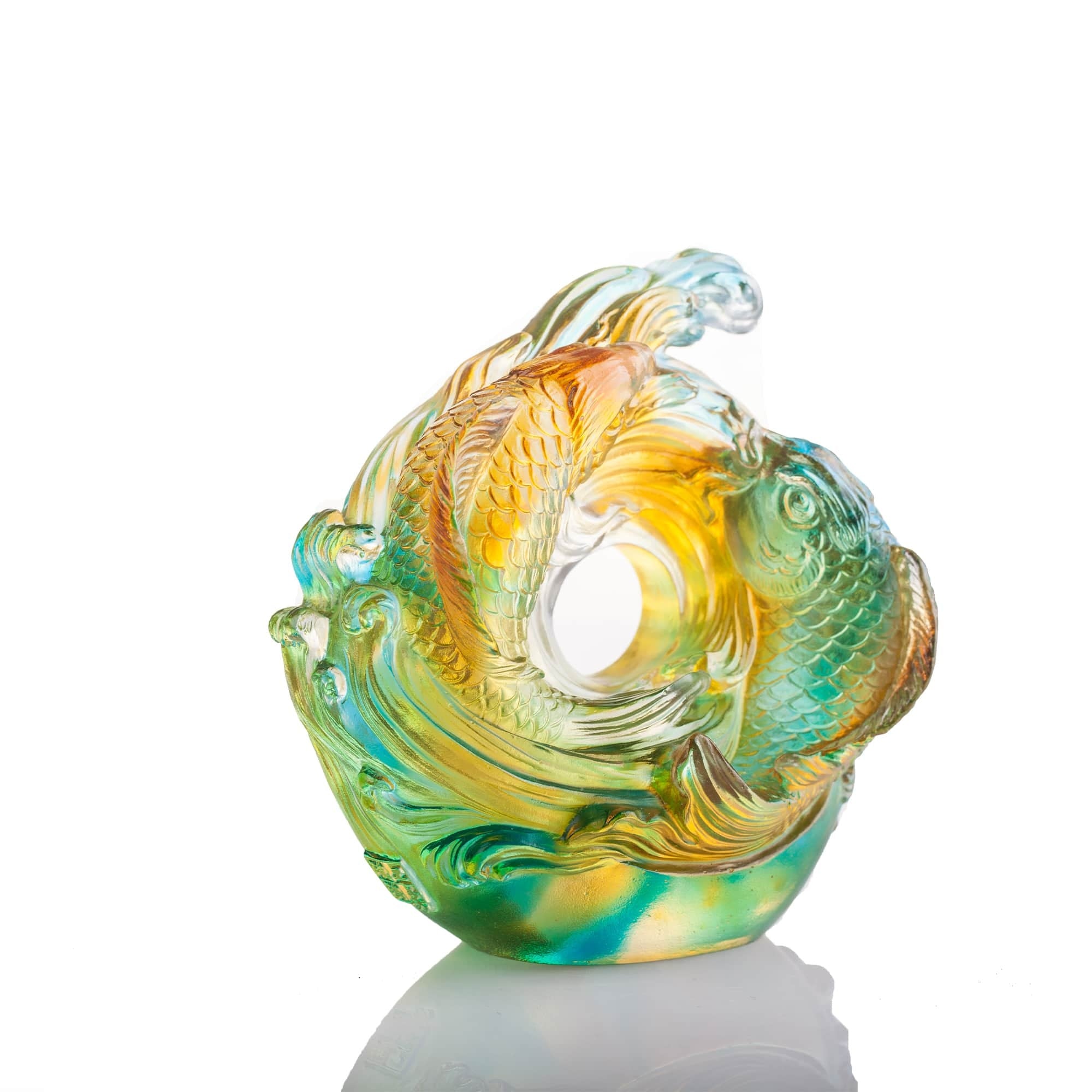 LIULI Crystal Art Crystal Koi Fish Sculpture, "Incomparable"