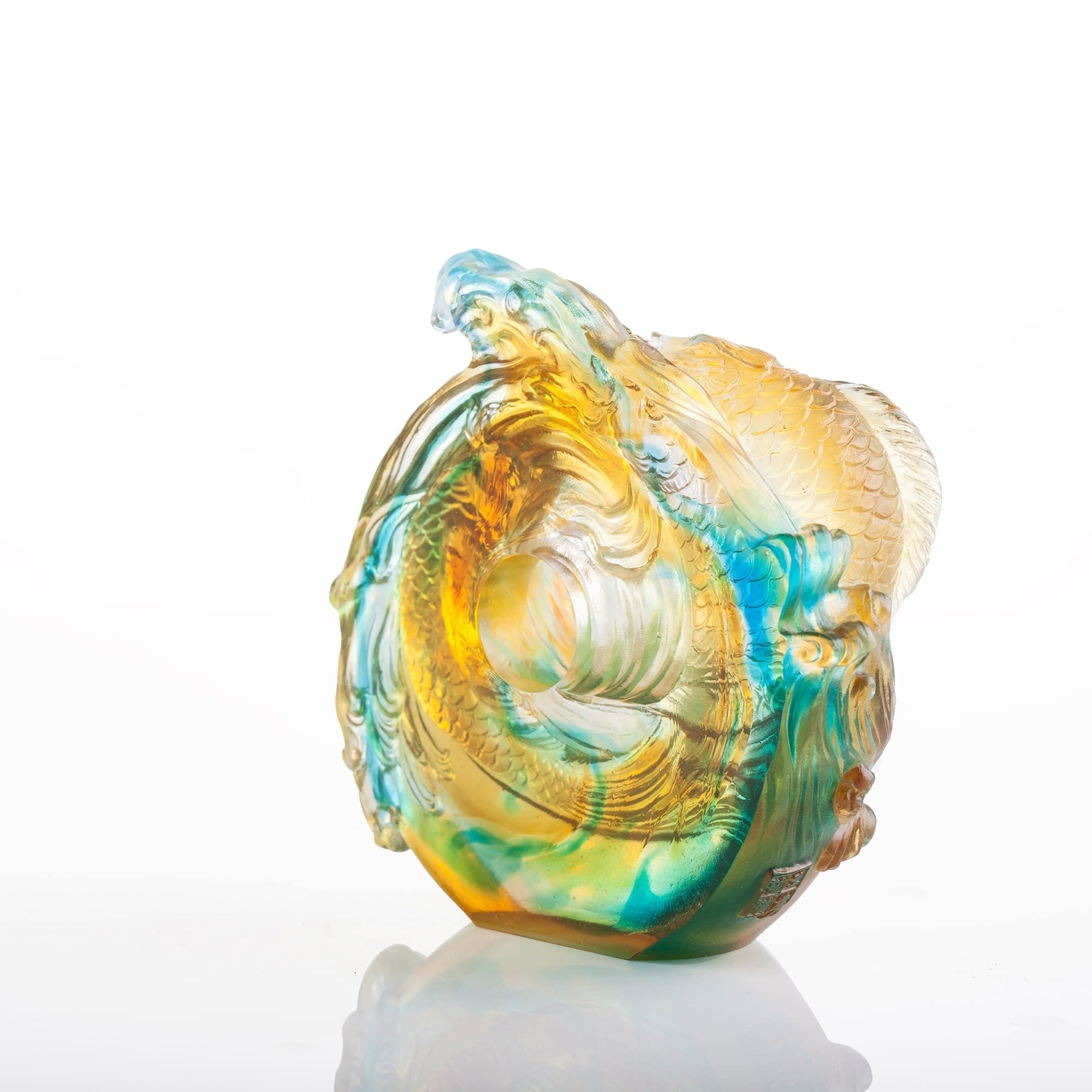 LIULI Crystal Art Crystal Koi Fish Sculpture, "Incomparable"