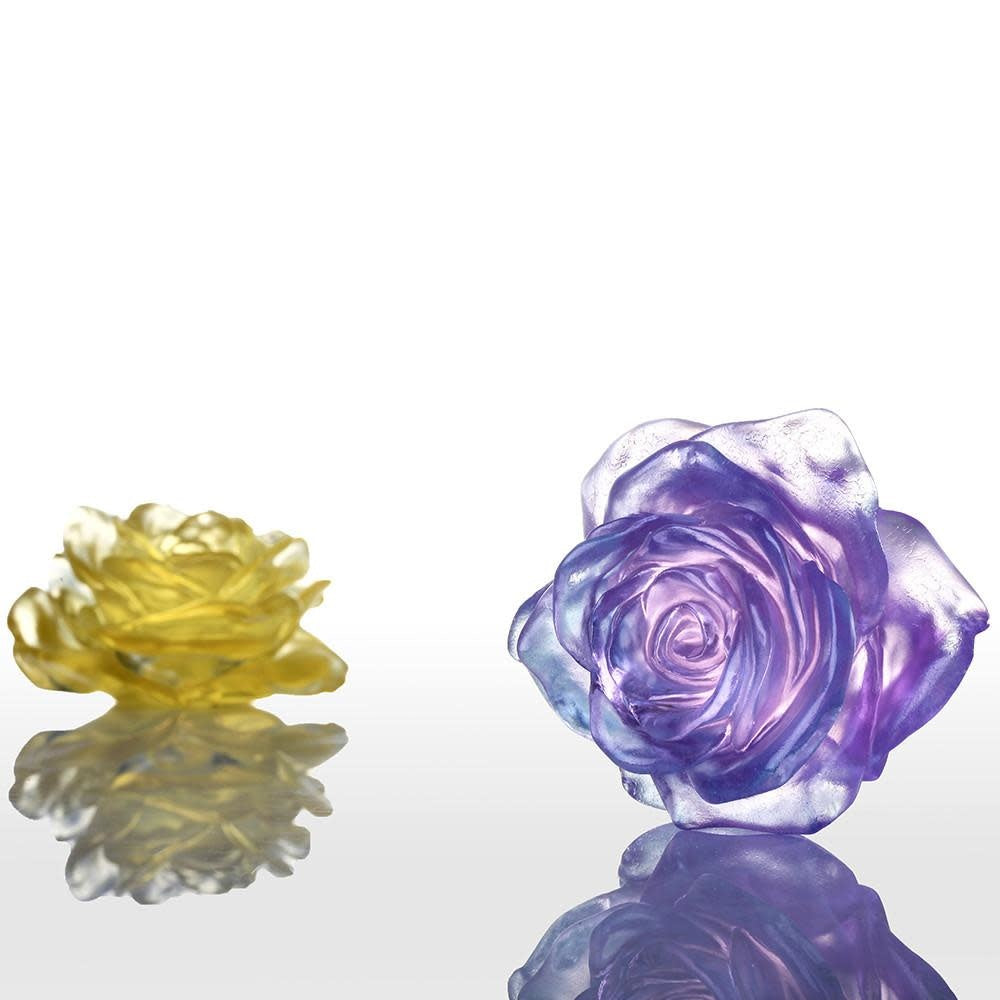 LIULI Crystal Art Crystal Rose in Royal Purple Clear