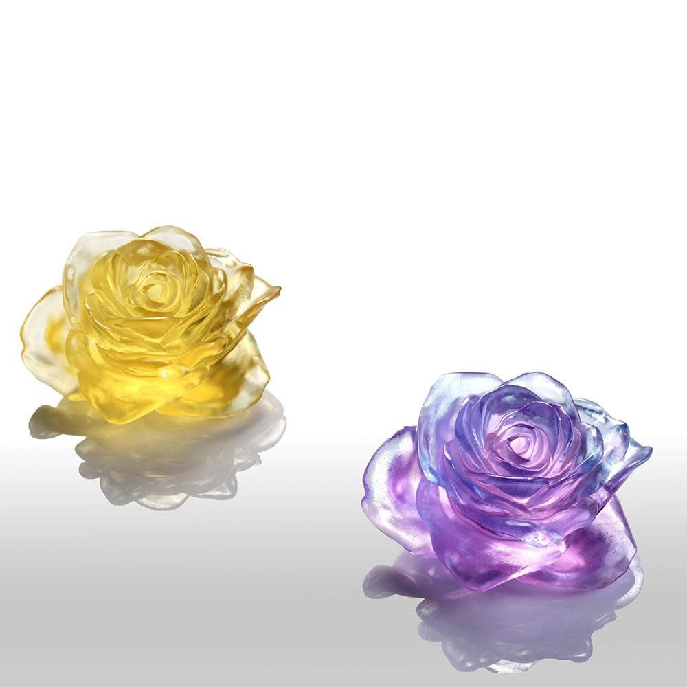 LIULI Crystal Art Crystal Rose in Royal Purple Clear