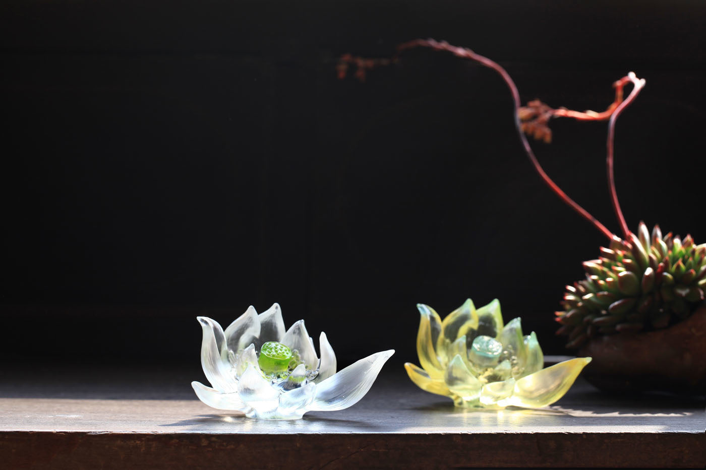 LIULI Crystal Art Crystal Lotus (Green)