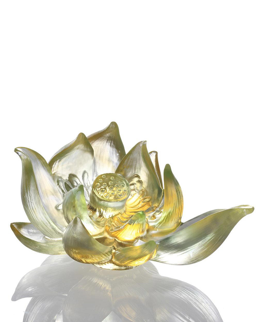 LIULI Crystal Art Crystal Lotus (Amber Green Clear)
