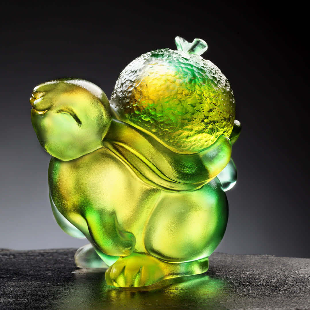 LIULI Crystal Art Crystal Bunny Rabbit Figurine - "Treasure Bearing Rabbit"