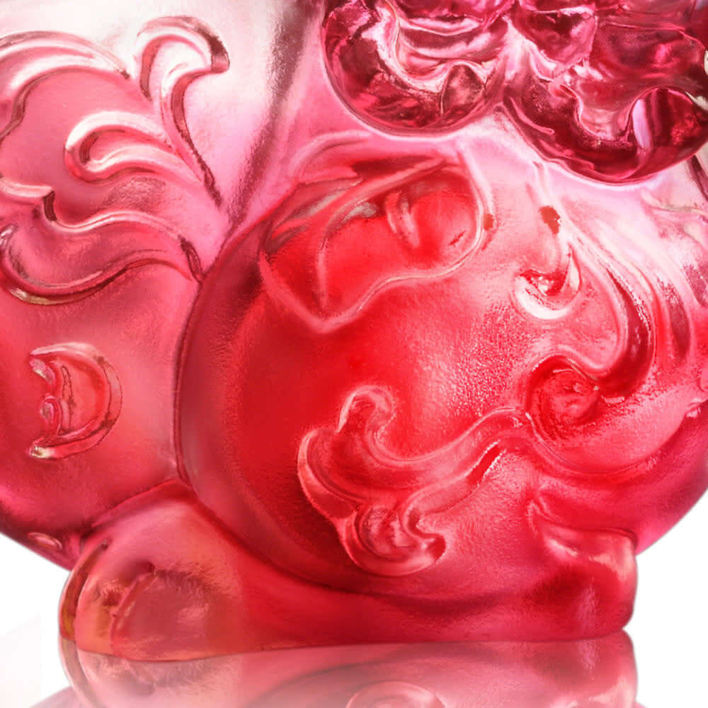 LIULI Crystal Art Crystal Bunny Rabbit Figurine - "Running Rabbit, Fortune with Each Step"