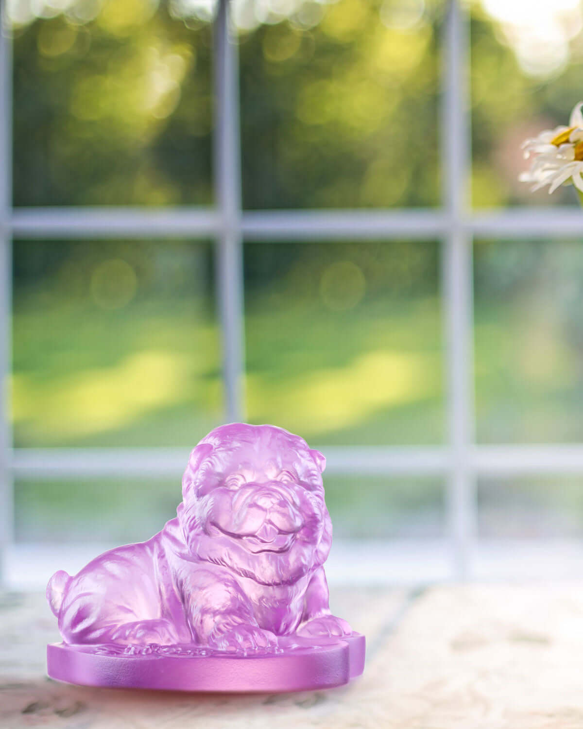 LIULI Crystal Art Crystal Chow Chow Dog "Only Love," Year of the Dog, Pinkish Red (Limited Edition)