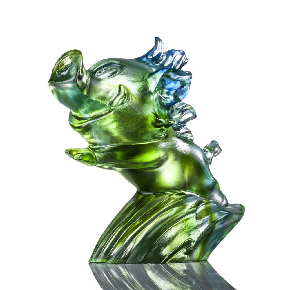 LIULI Crystal Art Crystal Animal, Pig, In Pursuit of Dreams