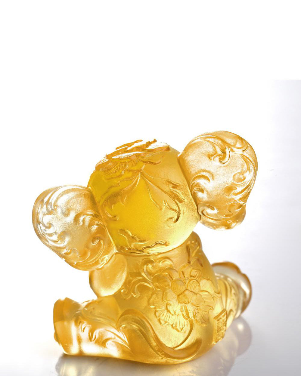 LIULI Crystal Art LIULI Crystal Elephant Sculpture "Lucky Little Elephant" in Gold