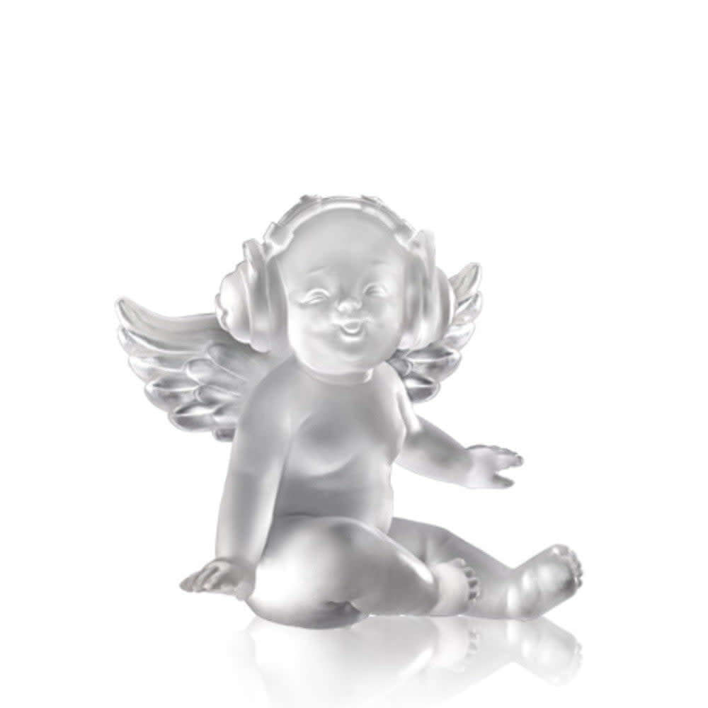 LIULI Crystal Art Crystal Angel Figurine, "Joy of Music, Love is A Song"