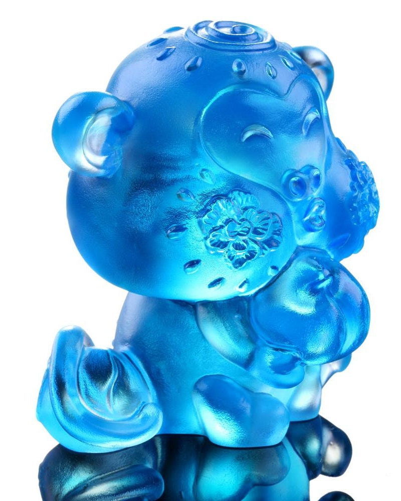 LIULI Crystal Art Crystal Year of the Monkey "Little Saint" Chinese Zodiac Figurine in Sky Blue (Limited Edition)