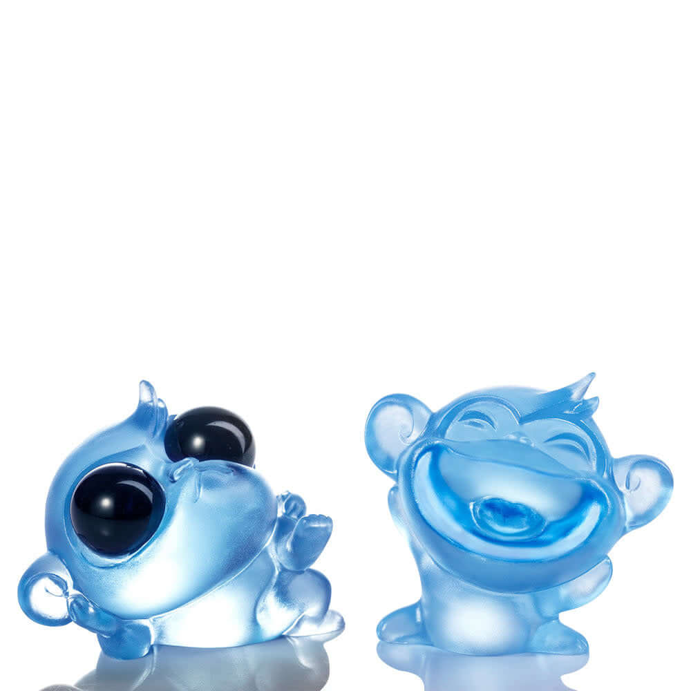 LIULI Crystal Art Chinese Year of the Monkey Crystal Sculpture, One and the Same- The Great Sage