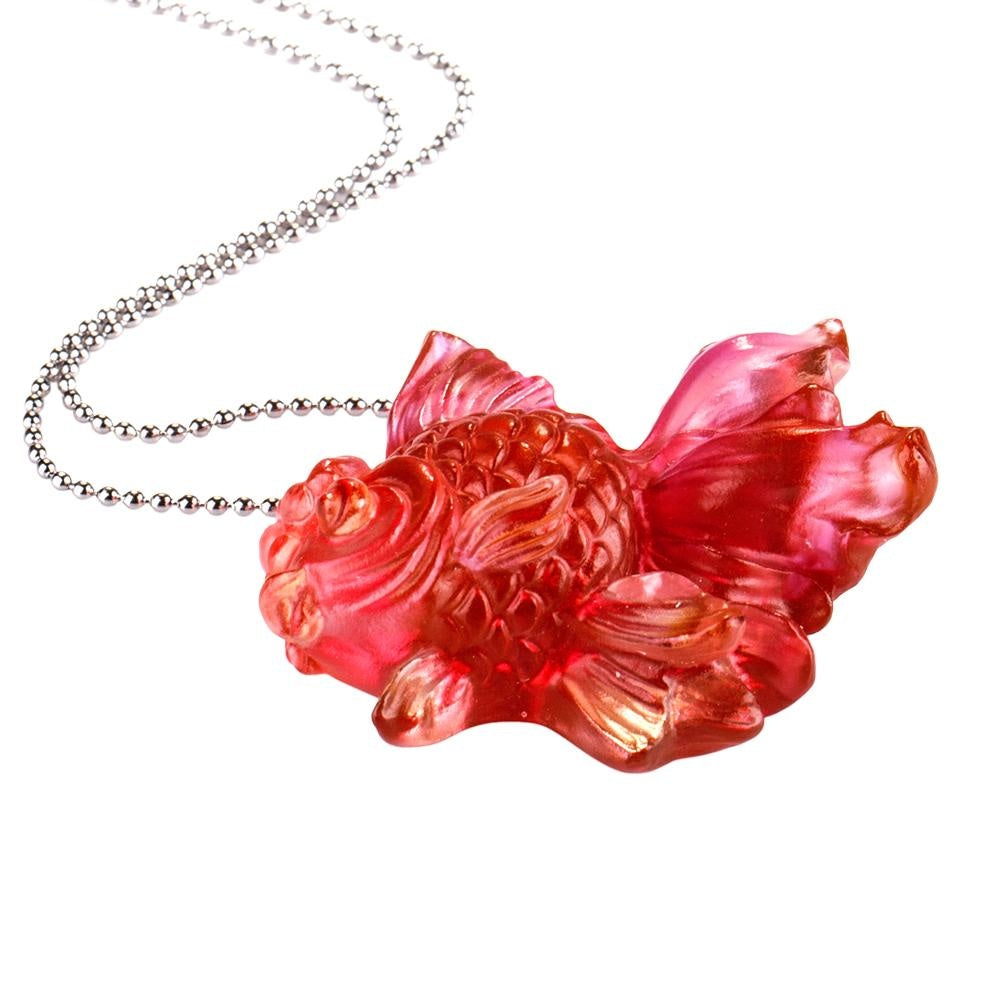 LIULI Crystal Art Crystal Goldfish Pendant Necklace "Upon the Heart"