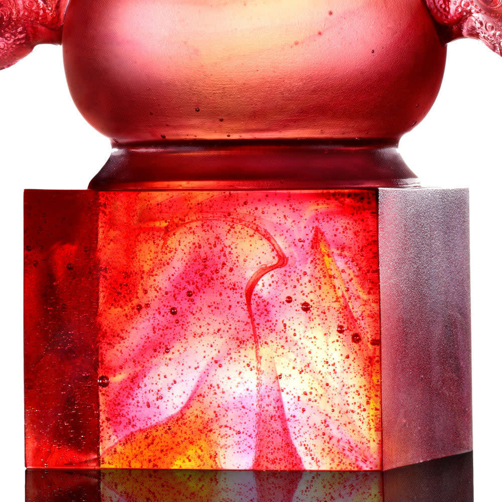 LIULI Crystal Art Crystal Vessel, "Divine Dragon Cluster Ding"