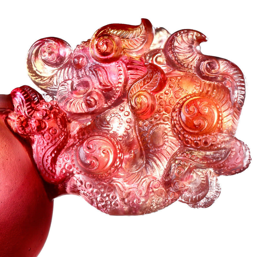 LIULI Crystal Art Crystal Vessel, "Divine Dragon Cluster Ding"