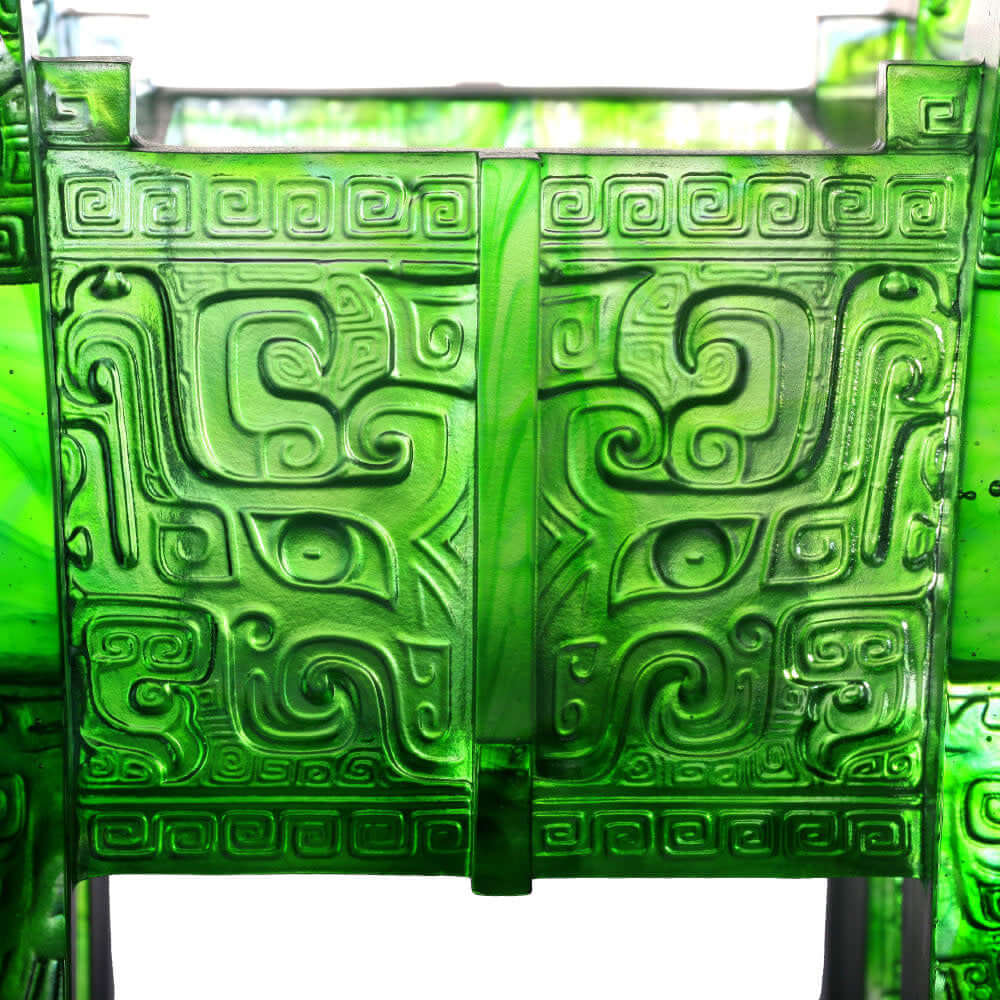 LIULI Crystal Art Crystal Chinese Vessel, "Aptness with Caution-Ding of Harmonious Insight"