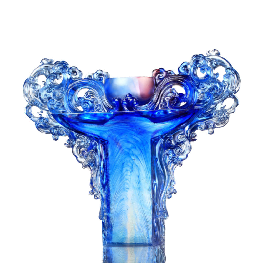 LIULI Crystal Art Ding of Dance Chinese Vessel, "Mild & Firm Virtue"