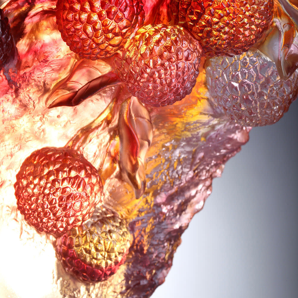 LIULI Crystal Art Crystal Floral Vase, Magpie, Crimson Delights