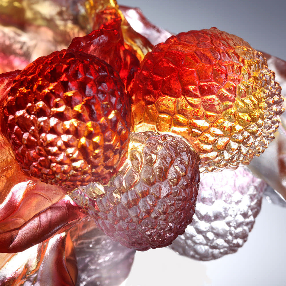 LIULI Crystal Art Crystal Floral Vase, Magpie, Crimson Delights