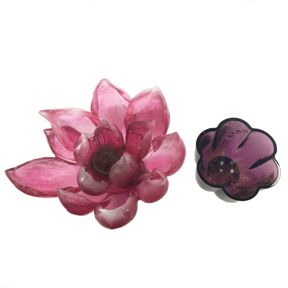 LIULI Crystal Art Crystal Flower, Fiery Red: Lotus Flower