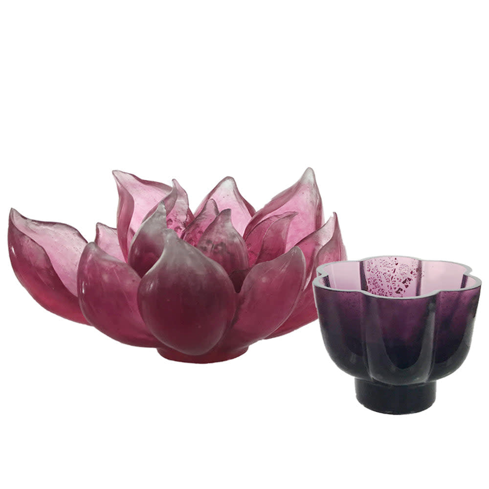 LIULI Crystal Art Crystal Flower, Fiery Red: Lotus Flower
