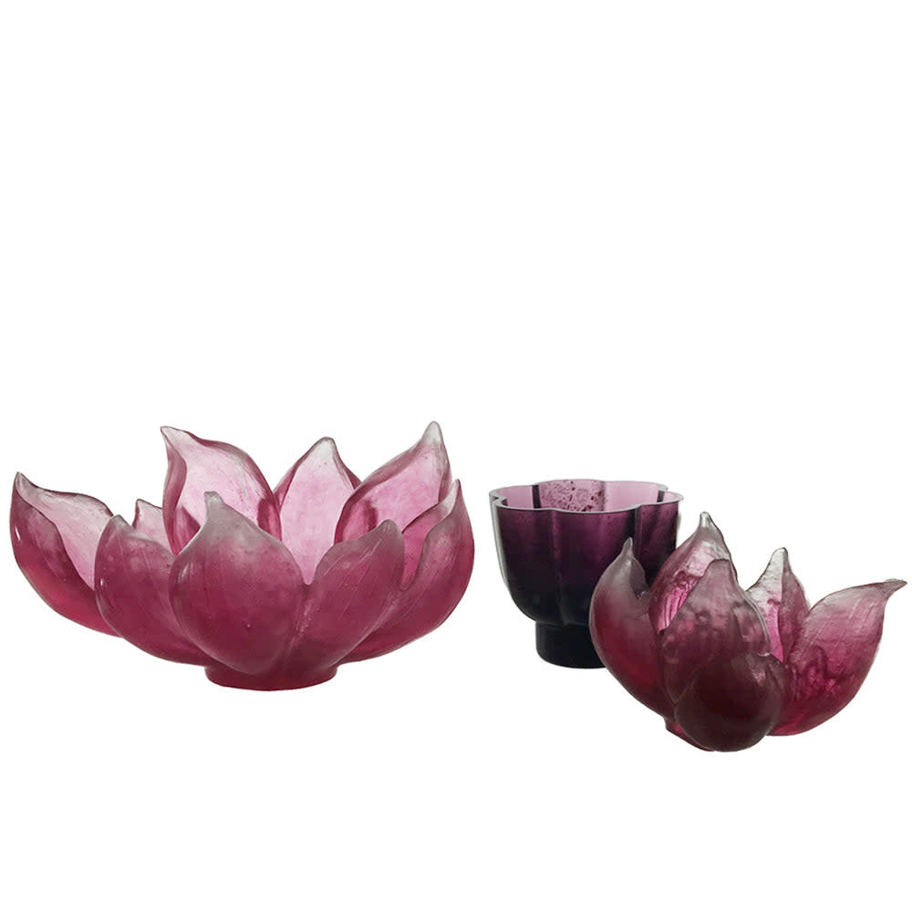 LIULI Crystal Art Crystal Flower, Fiery Red: Lotus Flower