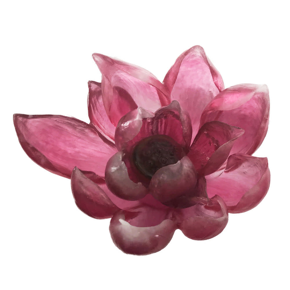 LIULI Crystal Art Crystal Flower, Fiery Red: Lotus Flower